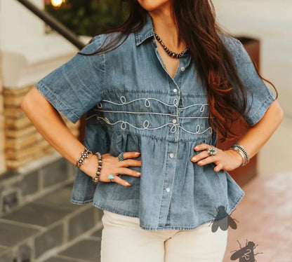 z   Loopty Lou Denim Short Sleeve