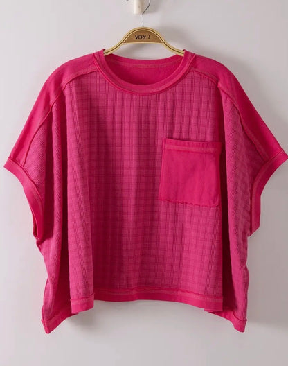 z   Dolman Sleeve Textured Knit Top Fuchsia
