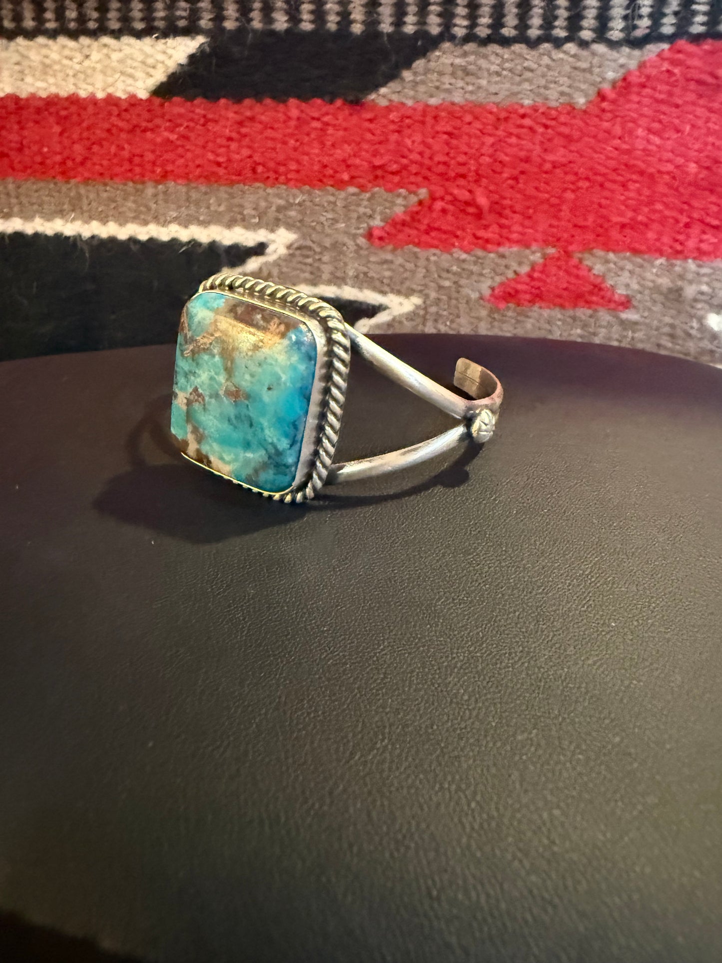 Square Stone Kingman Turquoise Cuff By Augustine Largo