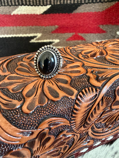 Single Black Onyx Stone Ring By Linda Yazzie