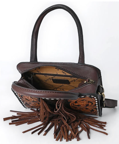 American Darling Hand Tooled Hair-On Cowhide Tote Bag