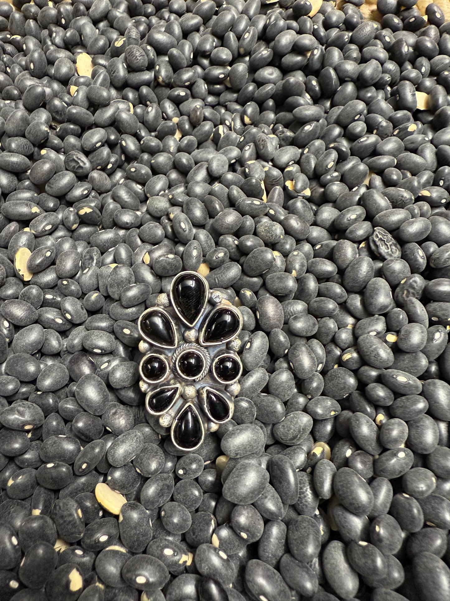 Sterling Silver Black Onyx Cluster Ring