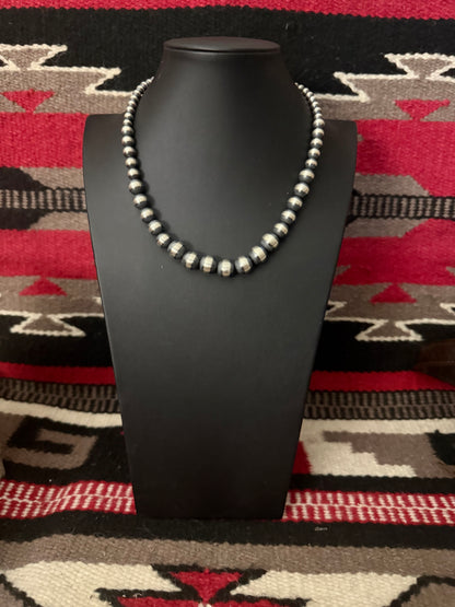 Graduated 2 Sterling Silver Navajo Pearl Necklace 18" Long