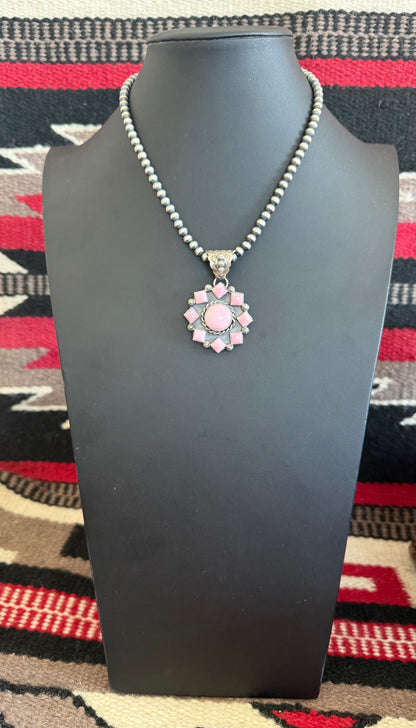Pink Conch Cluster Stone Pendant
