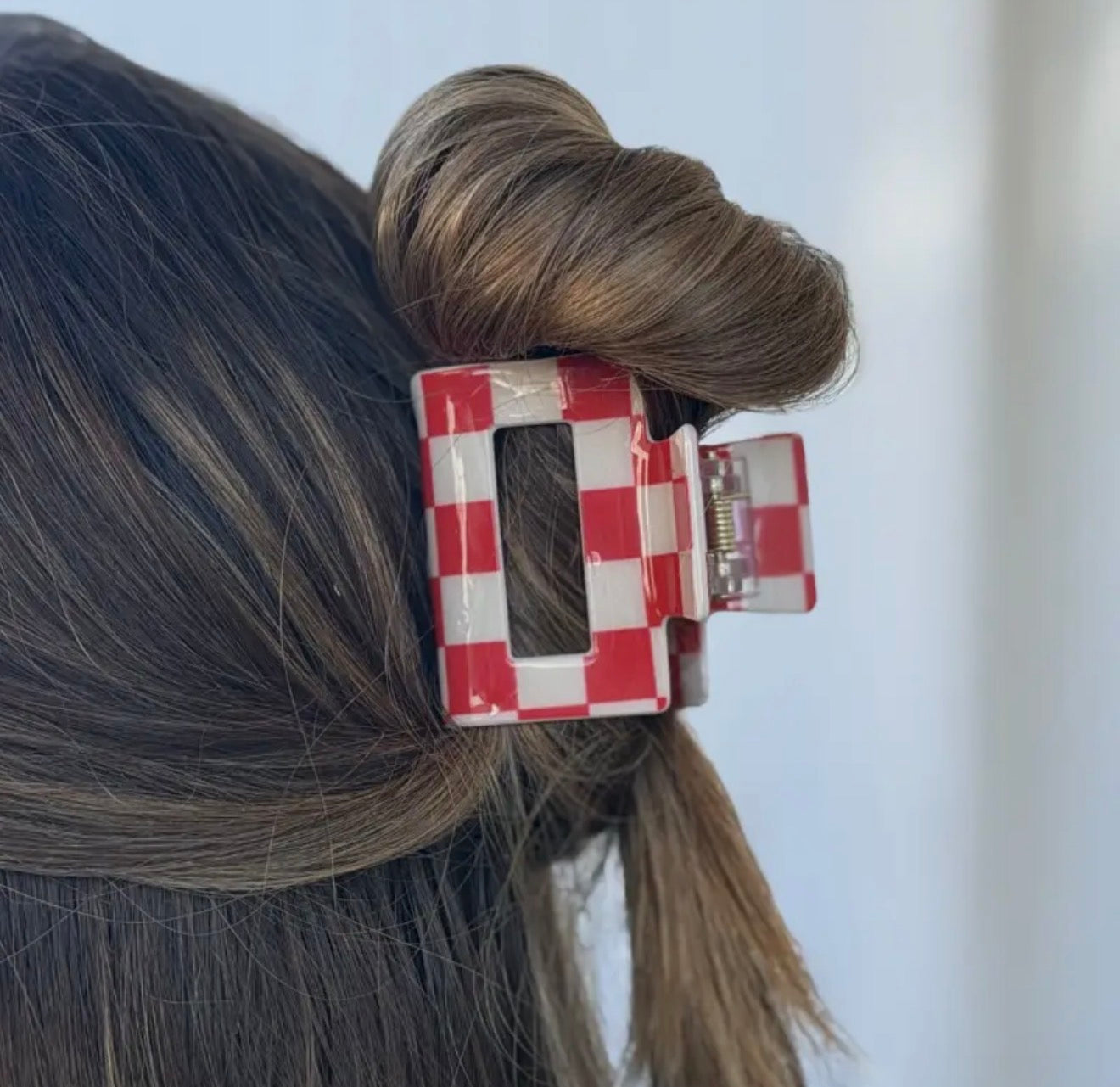 Mini Checked Funky Red Clip