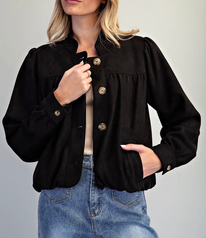 z   Suede Blouse Hem Jacket