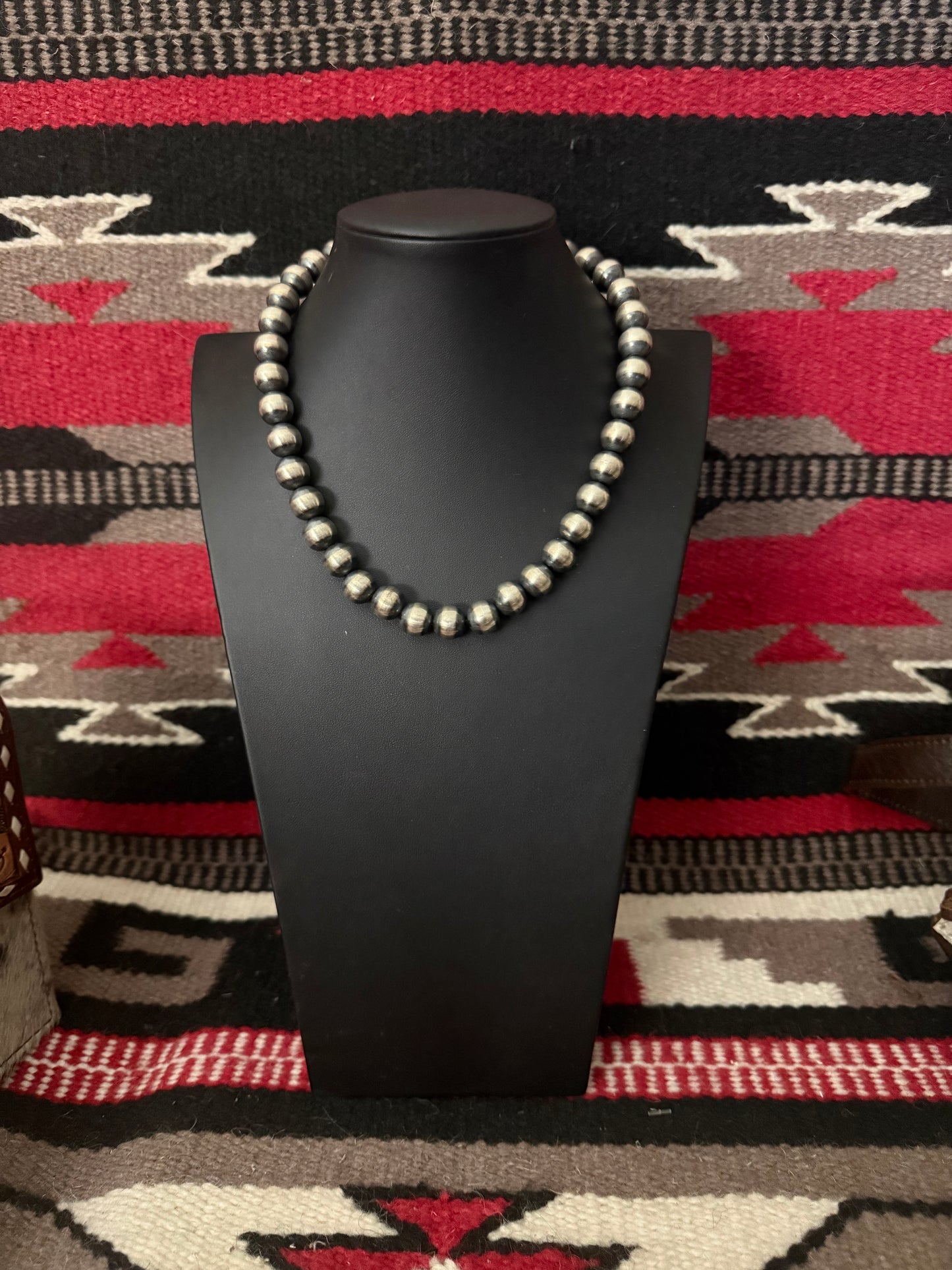12mm Sterling Silver Navajo Pearl Necklace 18" Long