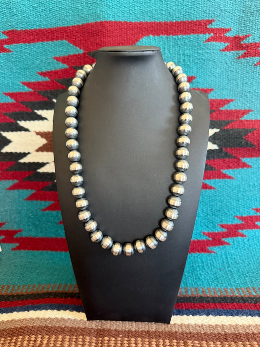 14mm Sterling Silver Navajo Pearl Necklace  24" Long