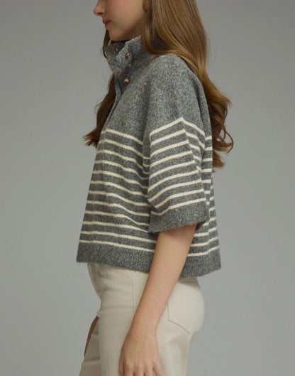 z   Striped Charcoal Knit Top