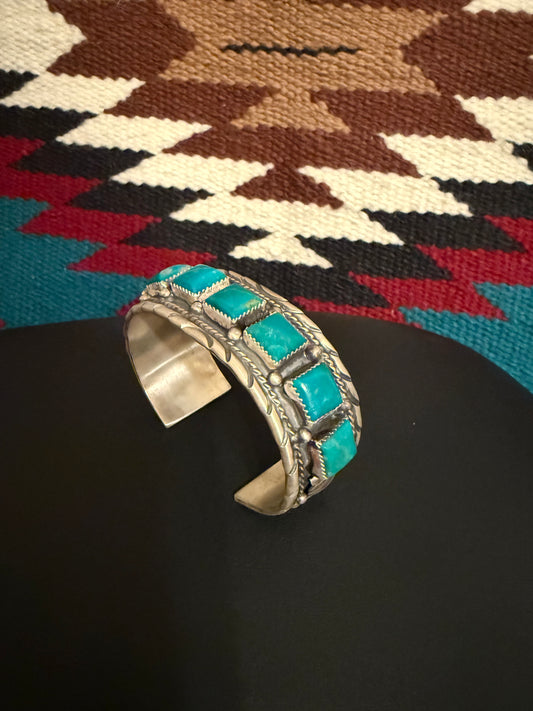 Handmade Sterling Silver and Kingman Turquoise Cuff