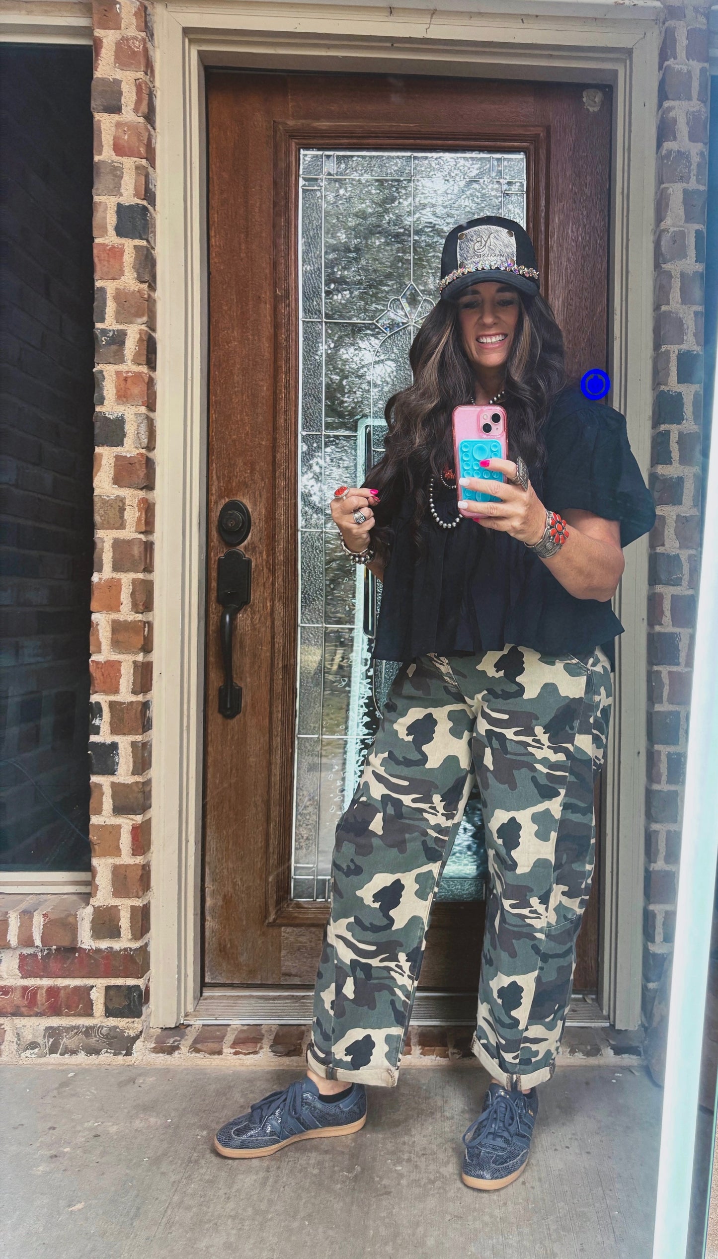 z   Risen Faded Camo High Rise Ankle Barrel Pants