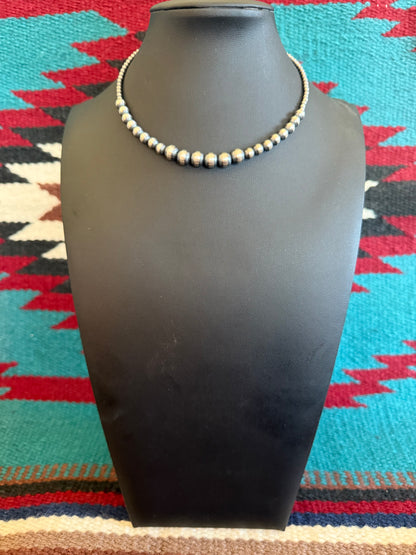 Sterling Silver Graduated Navajo Pearl Choker