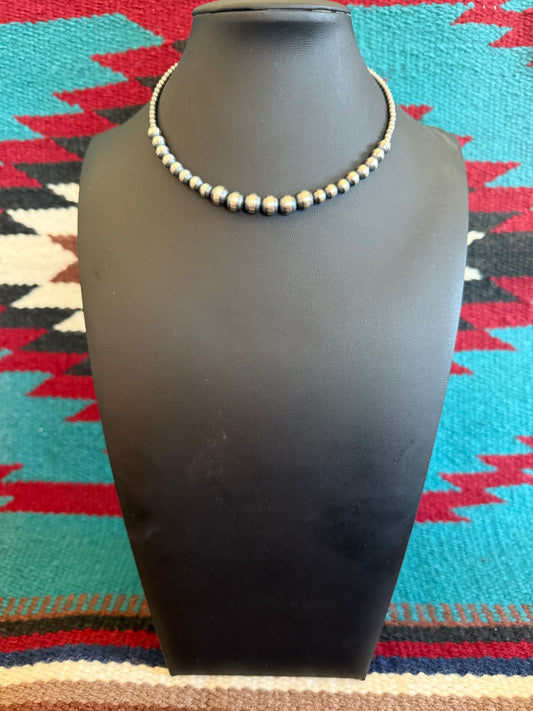 Sterling Silver Graduated Navajo Pearl Choker