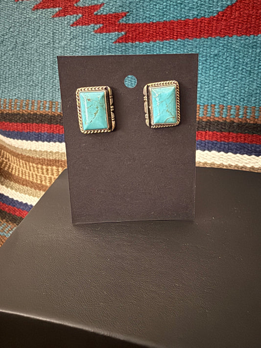Kingman Turquoise Rectangle Earrings