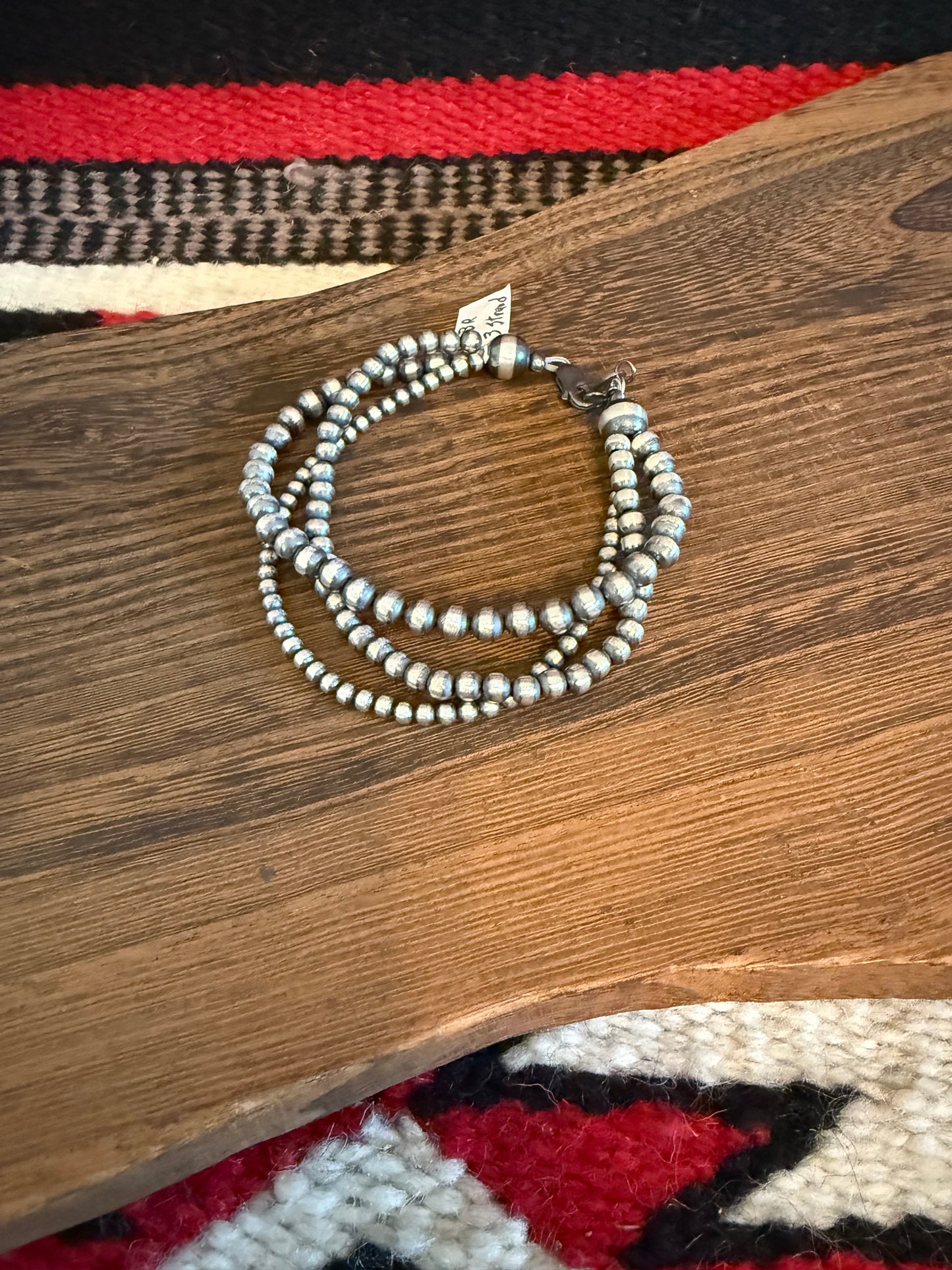 Sterling Silver Navajo Pearl 3 Strand Bracelet