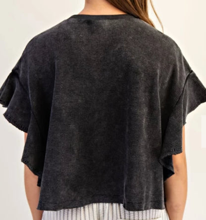 z   Flutter Sleeve Crop Top