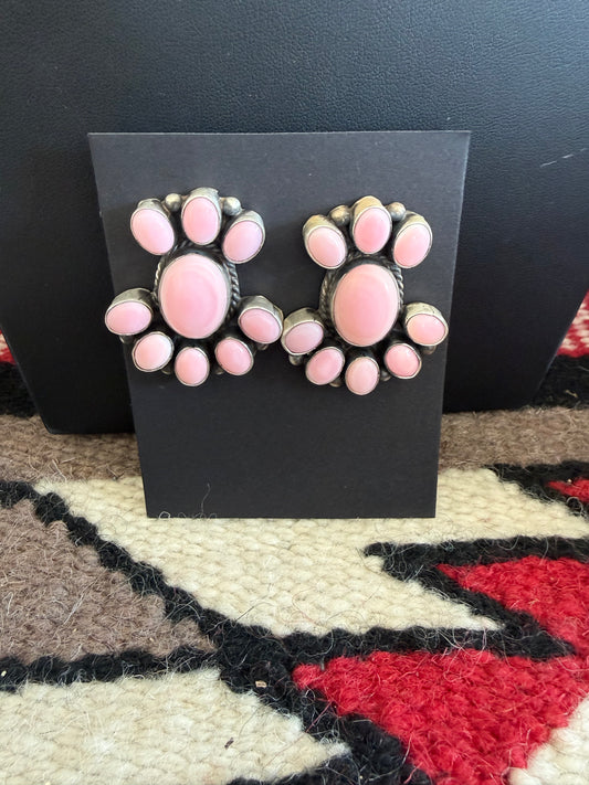 Pink Conch Cluster Earrings By LeTricia Larzo