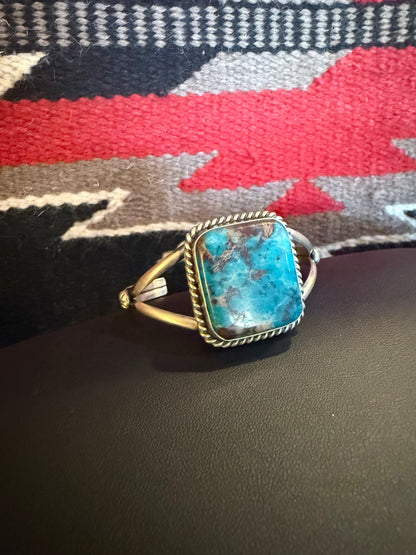 Square Stone Kingman Turquoise Cuff By Augustine Largo