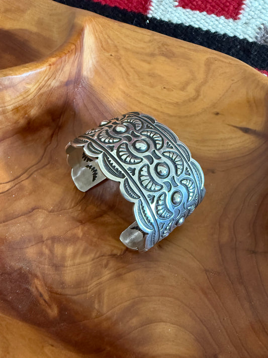 Sterling Silver Happy Piasso Stamped Cuff