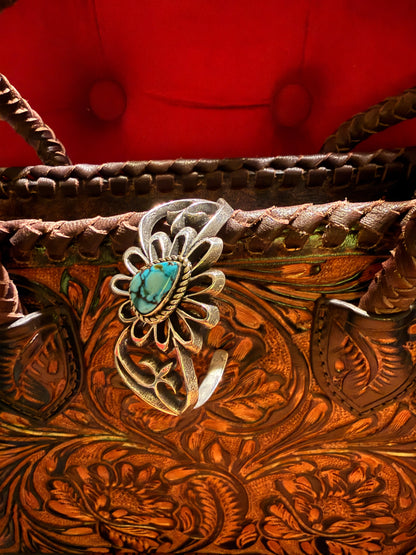 Riviera Turquoise Sand Cast Cuff  By Aaron Anderson