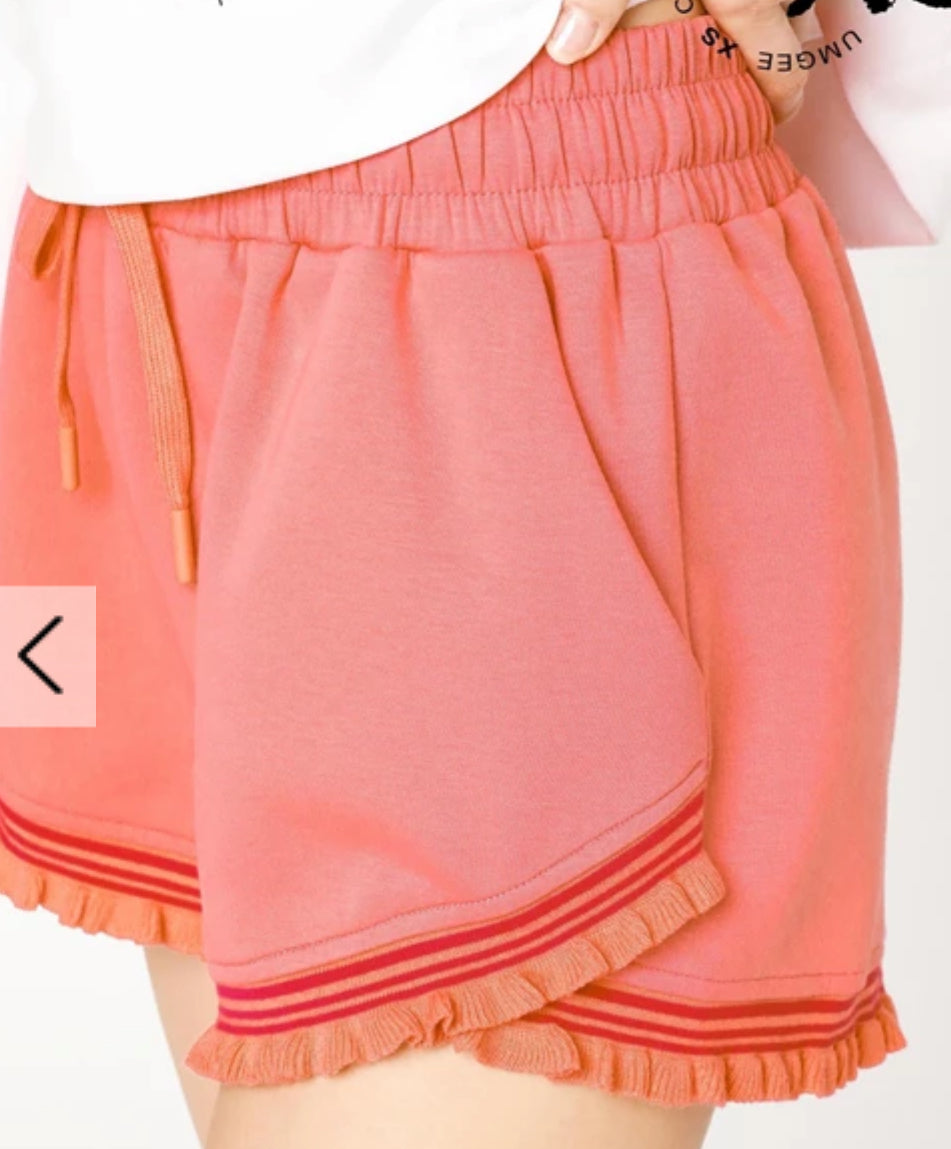 z   Chic Zip-Up Top and Ruffle Trim Short Set
