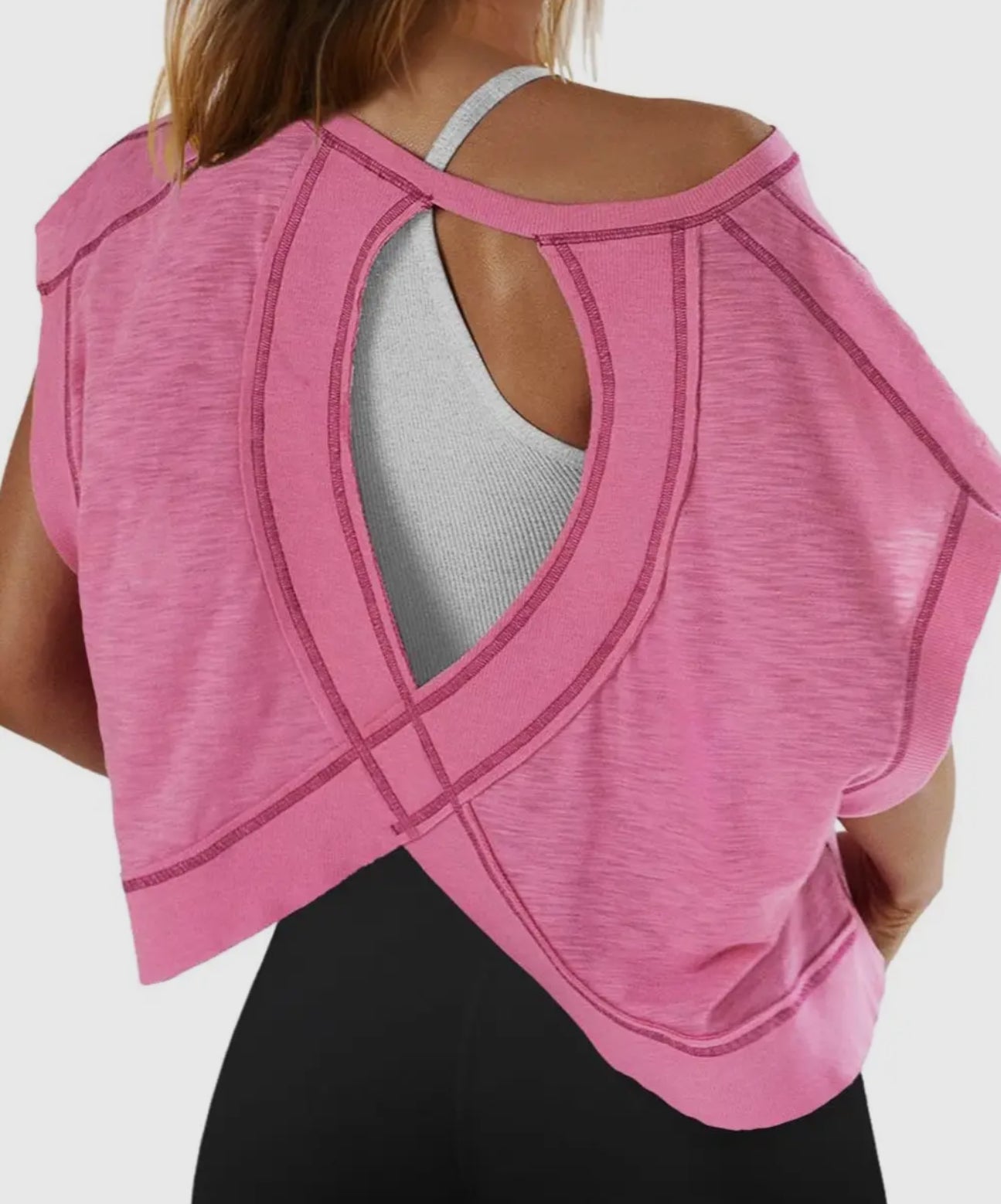 z   Wrapped Cutout Back Short Sleeve Top