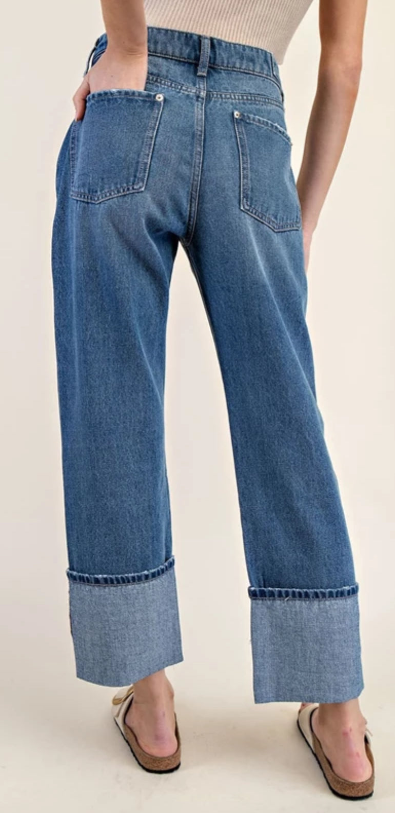 z   Mineral Washed Cuffed Straight Pants