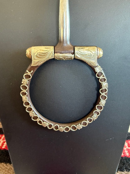 v2   Brown Snaffle Bit on Thick Silver Chain 19" Long #2