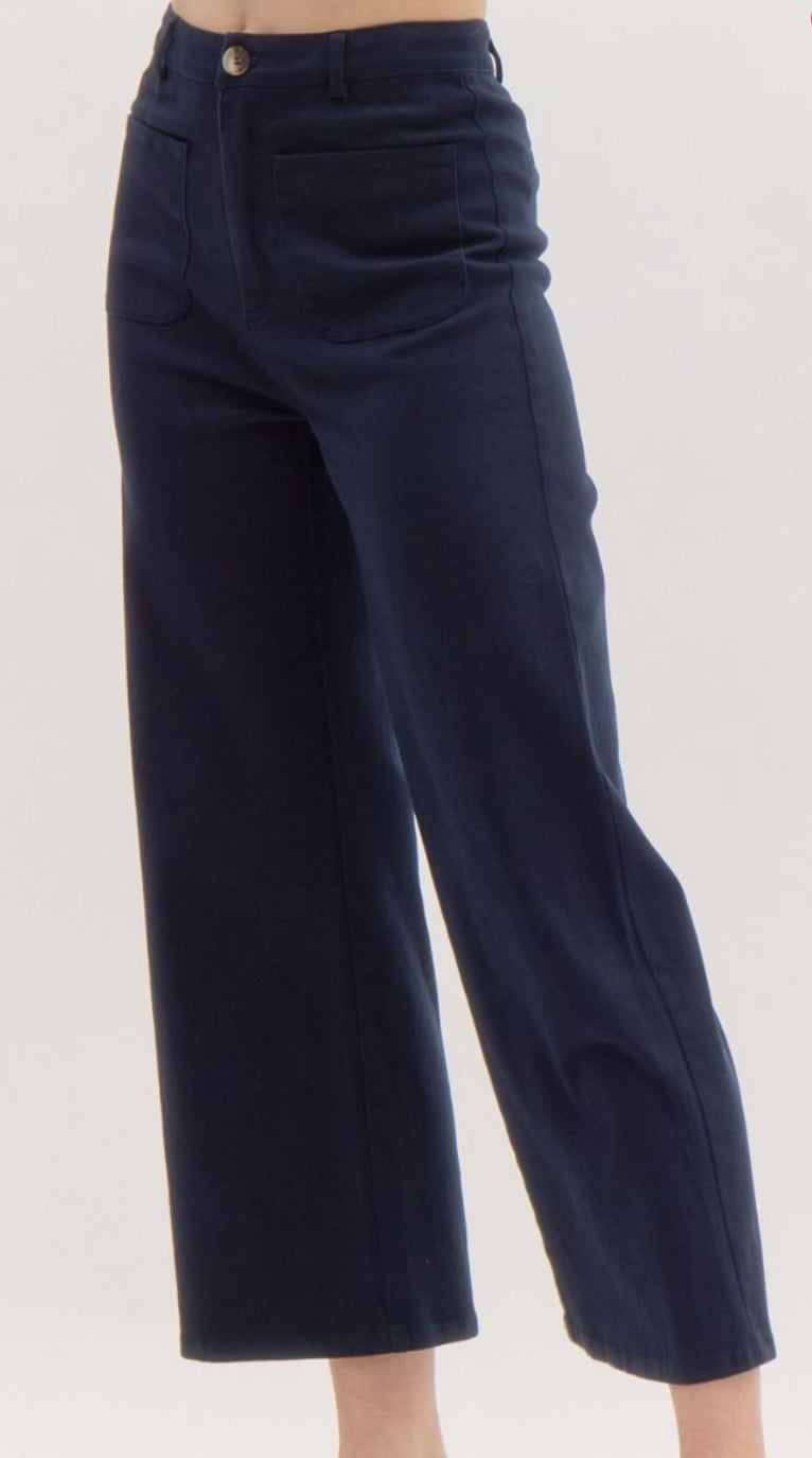 z   Solid Color High Waisted Wide Leg Pants