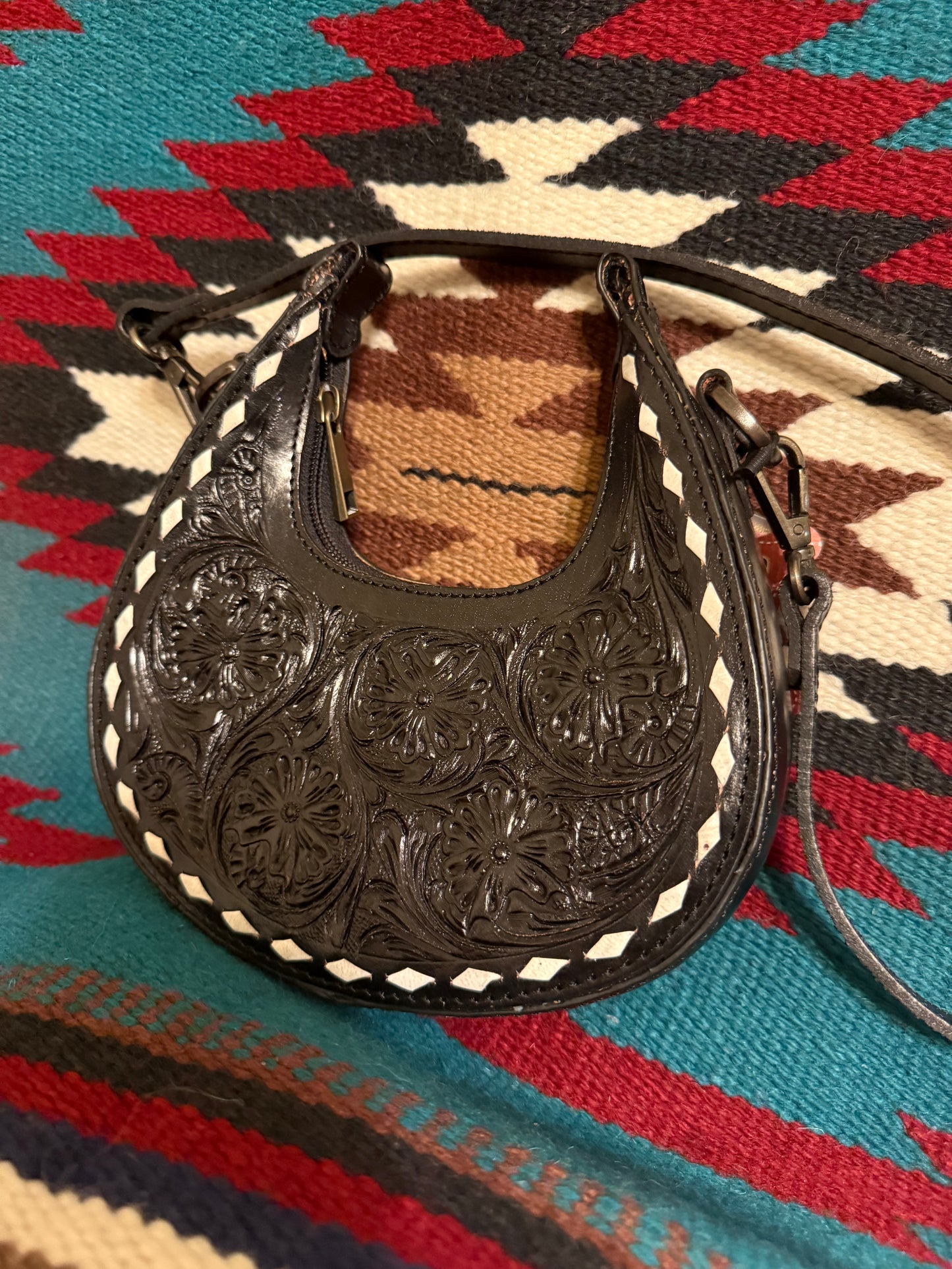 Black Genuine Leather Crossbody American Darling Bag