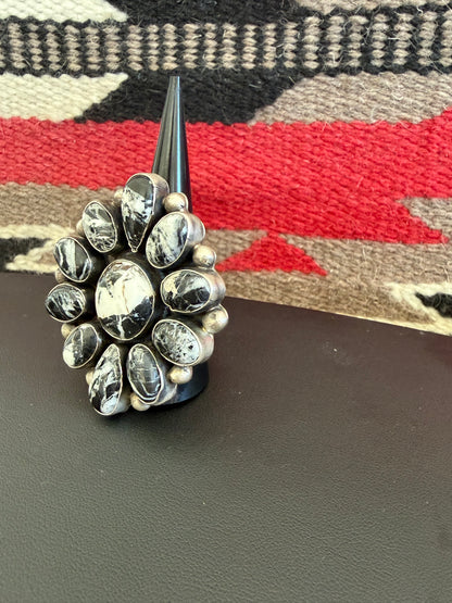 White Buffalo Cluster Ring By Bobby Johnson
