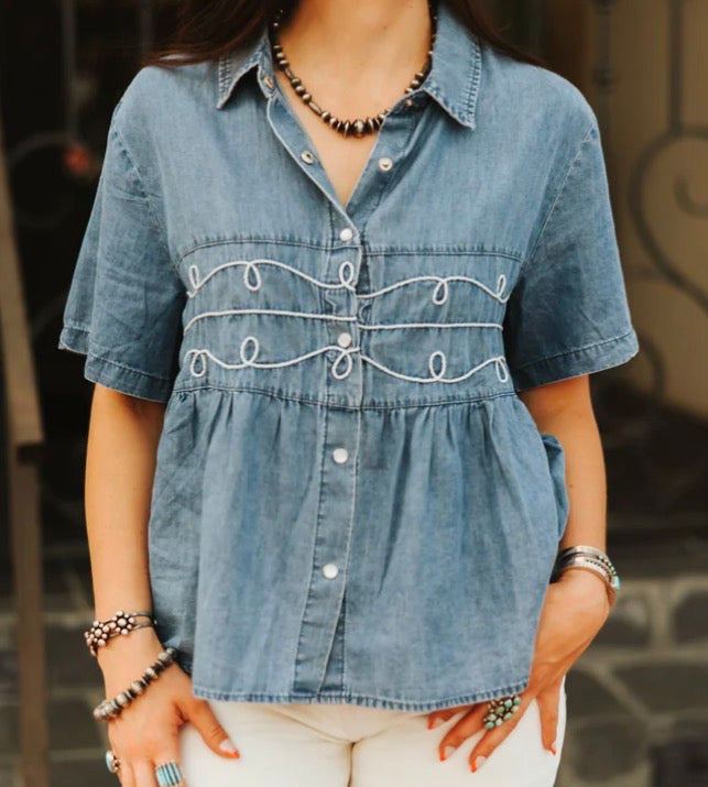 z   Loopty Lou Denim Short Sleeve