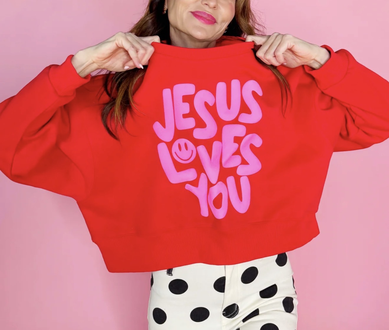 z   Jesus Loves you Crop Sweatshirt