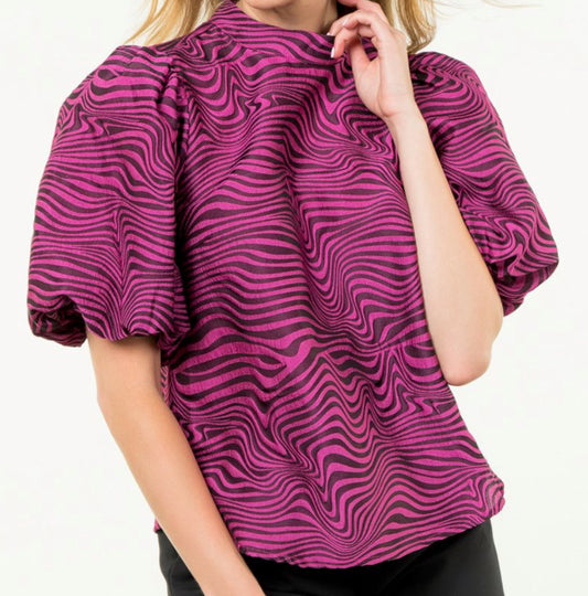 z   Puff Sleeve Zebra Top