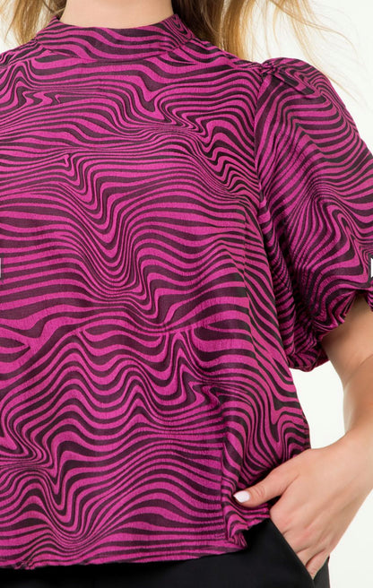 z   Puff Sleeve Zebra Top