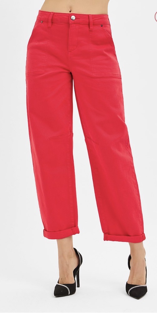 z   Risen High Rise Ankle Cuffed Barrel Pants