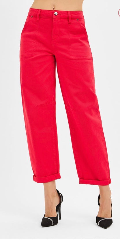z   Risen High Rise Ankle Cuffed Barrel Pants