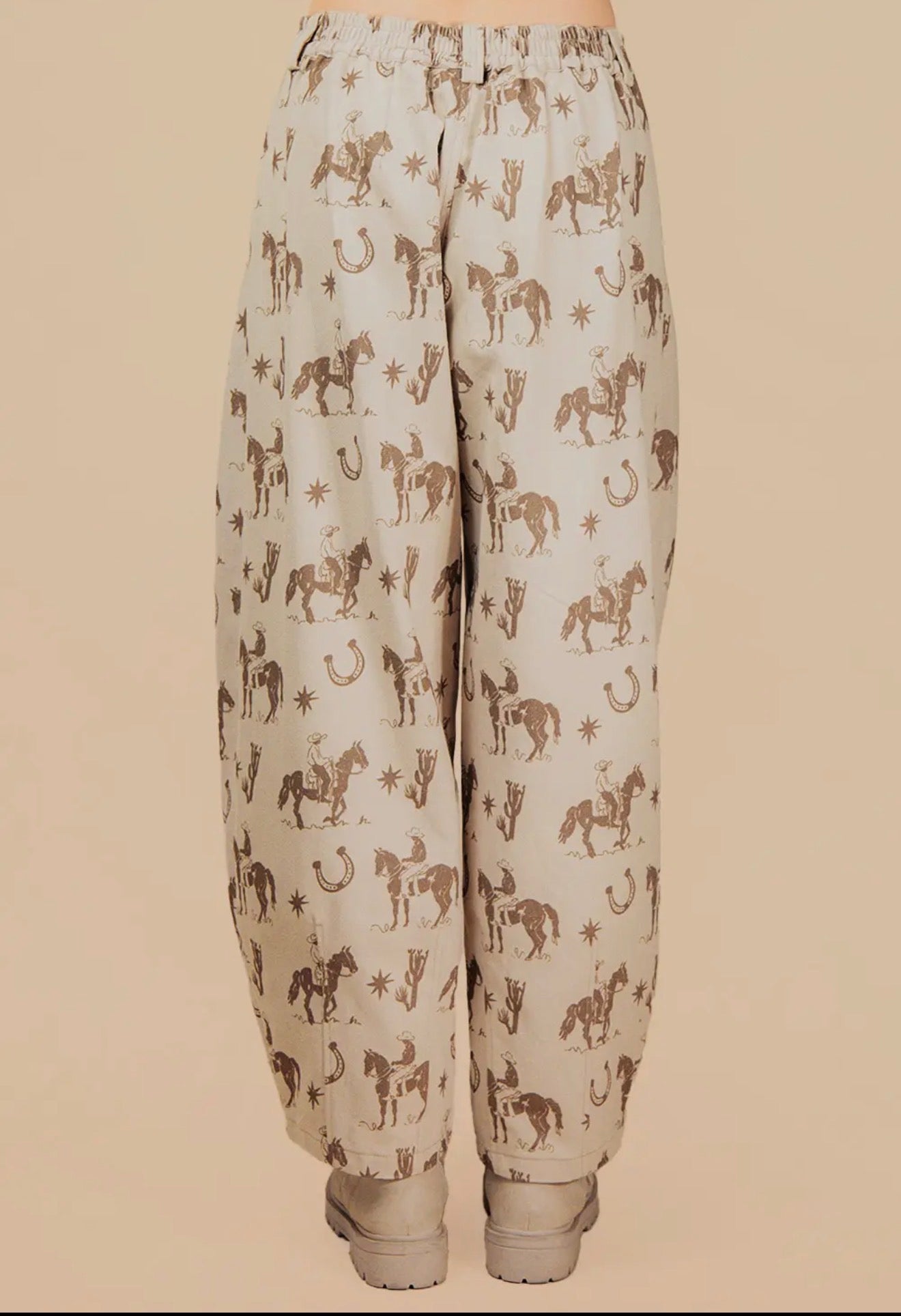 z   Western Graphic Barrel Pants