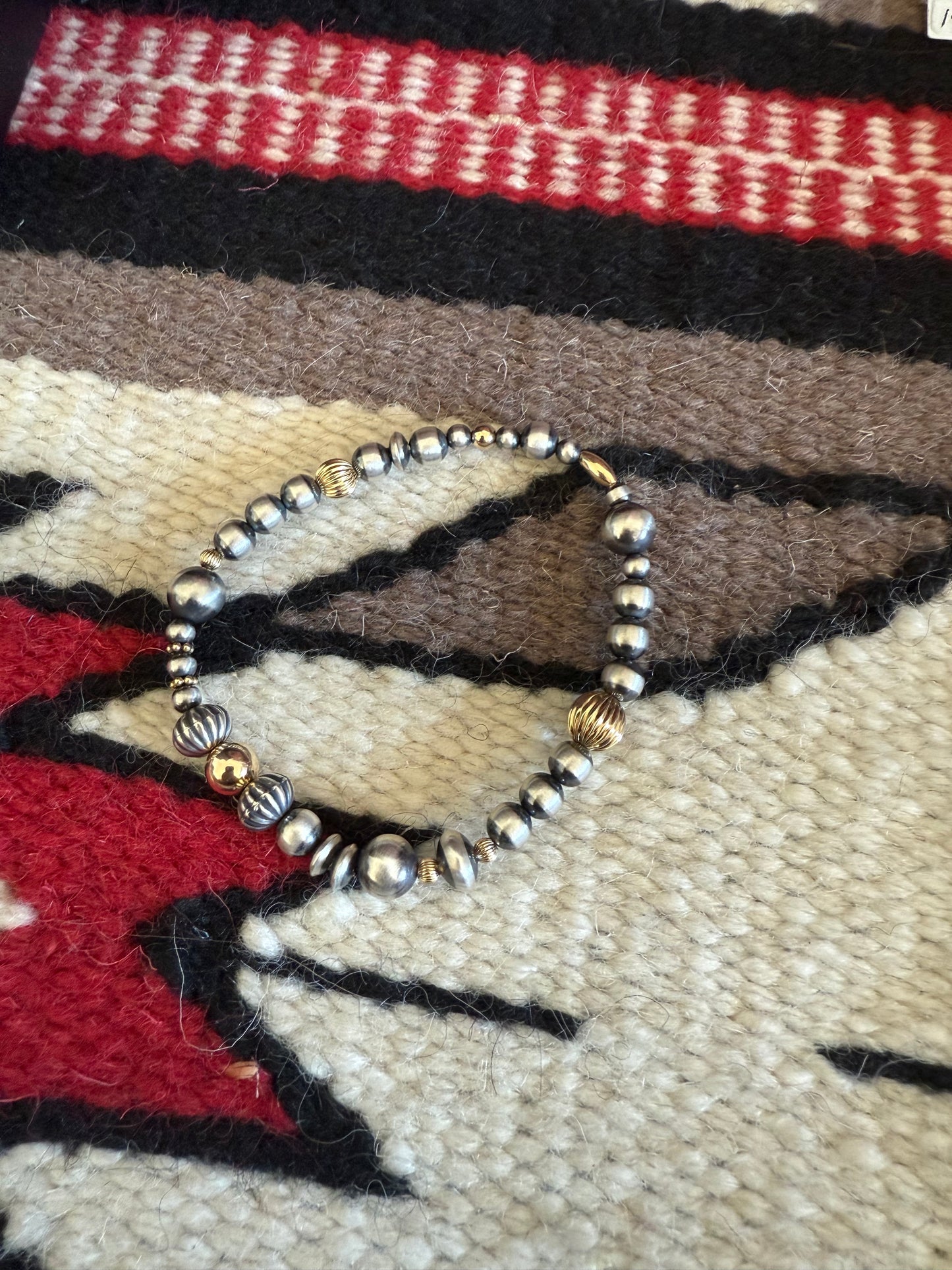 BR3 Sterling Silver Navajo Pearls and 14K Gold Fill Bracelet