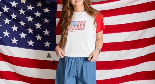 z   Cute American Flag Tee