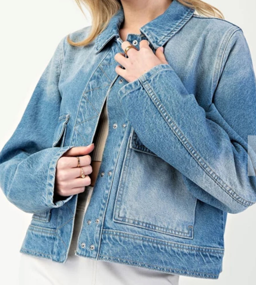 z   Denim Flap Pocket Jacket