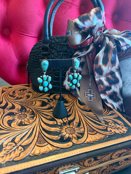Sterling Silver and Turquoise ClusterDangle Earrings By Sheila Becenti