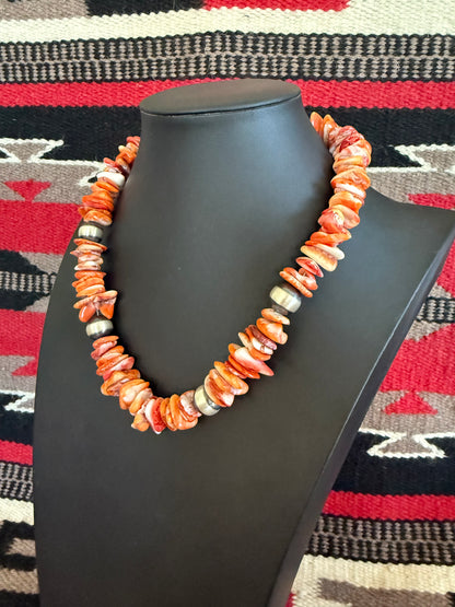 14mm Orange Spiny Necklace  20" Long