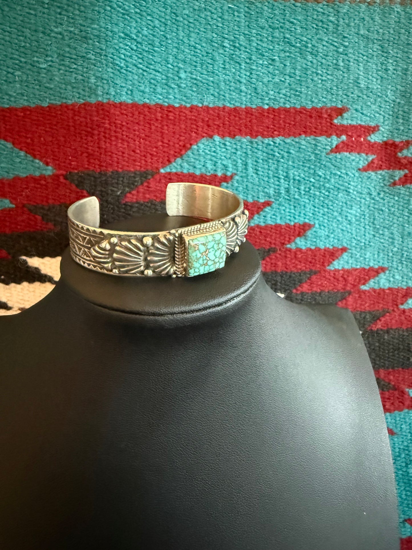 Square Turquoise Cuff By Tsasie White
