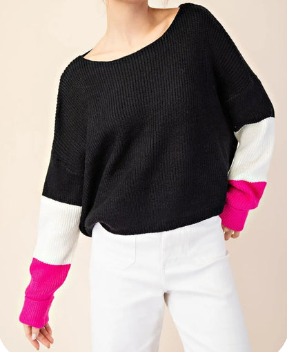 z   Color Block Long Sleeve Sweater