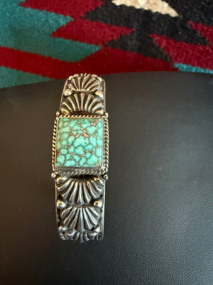 Square Turquoise Cuff By Tsasie White