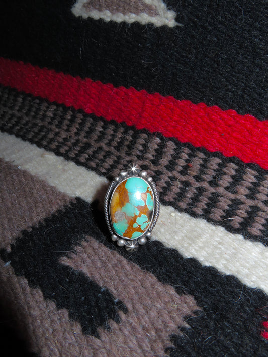 Kingman Turquoise Detailed Stone Ring By Jameson Garcia Size 7