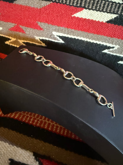 Sterling Silver Snaffle Bit Toggle Bracelet