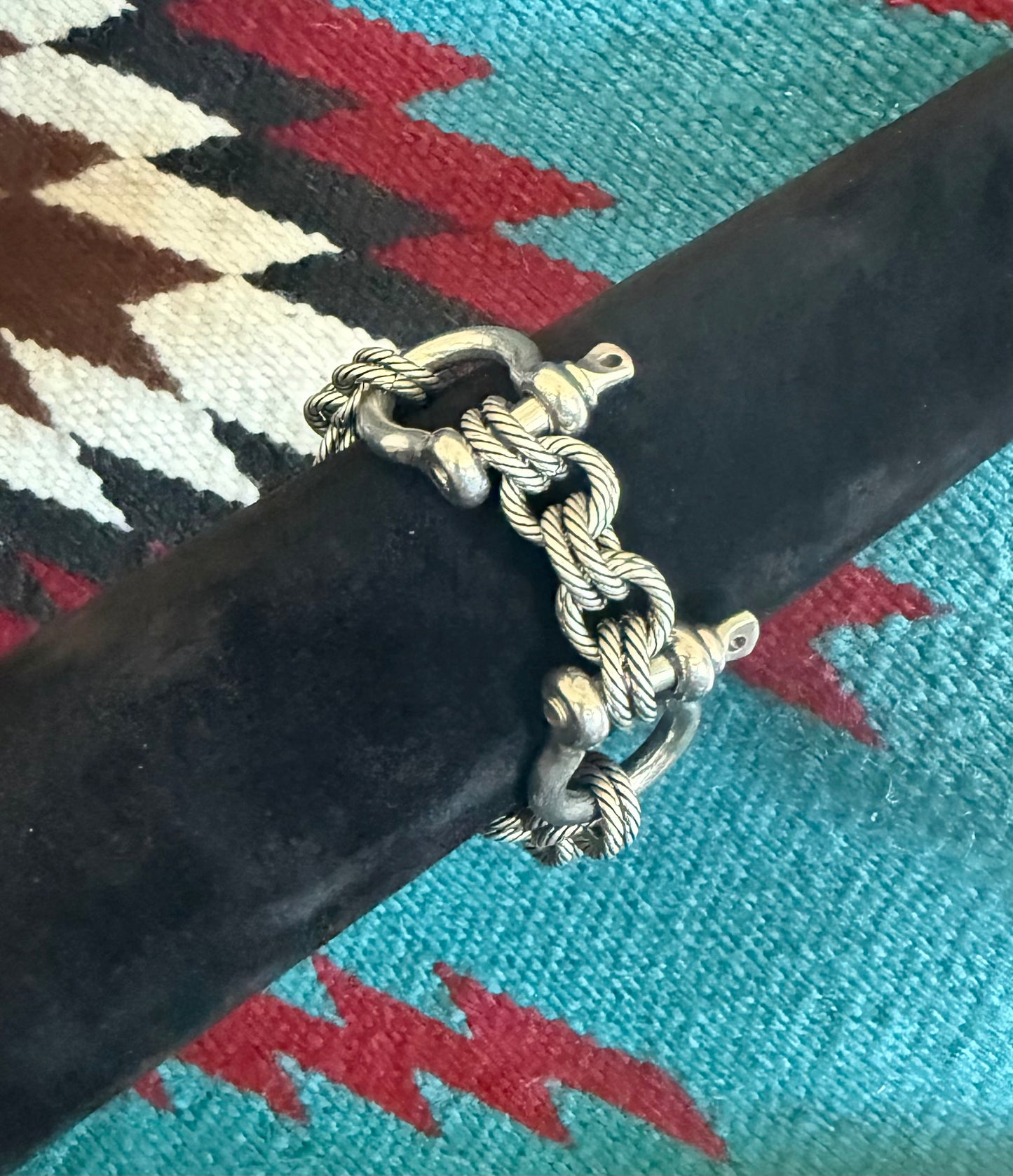 v2   Brace11  Silver Double Shackle Bracelet