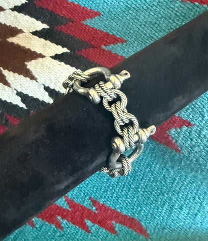 v2   Brace11  Silver Double Shackle Bracelet